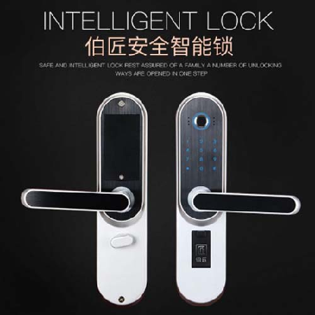 新品伯匠香槟金黑色智能锁指纹锁密码锁铝合金材质家用木门指纹锁;人工智能与机器人产业平台智能产品